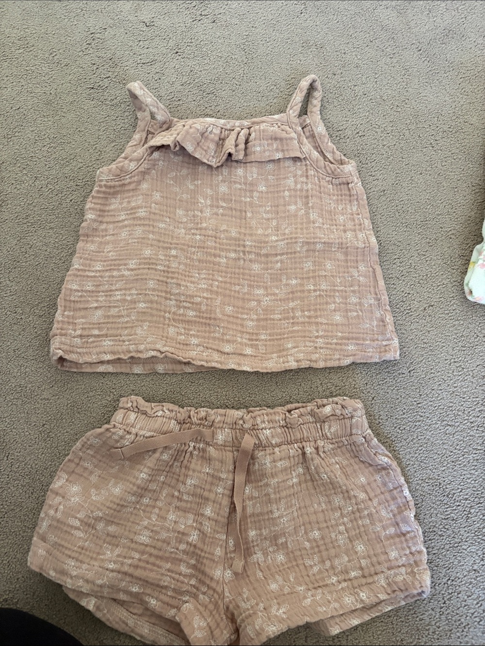 Girls' Mauve Pink Two-Piece Set - Soft Muslin Tank & Shorts